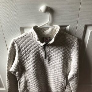 White Quilted Half-Zip Sweater